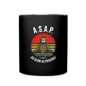 A.S.A.P. As Slow As Possible Faultier Yoga - Tasse einfarbig - Schwarz - Vorne