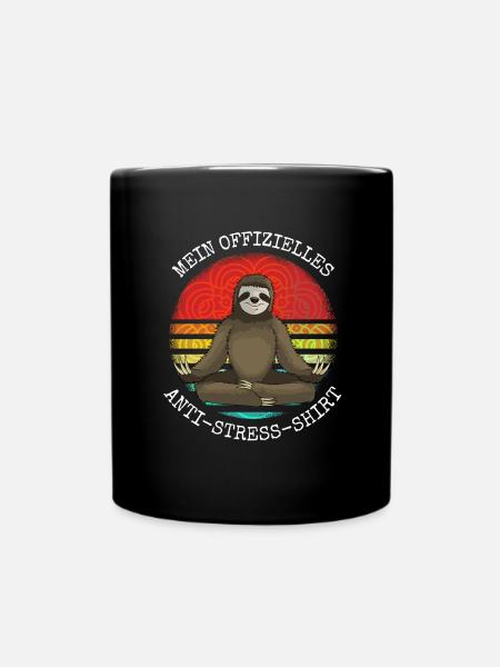Offizielles Anti-Stress-Shirt Faultier Yoga - Tasse einfarbig - Schwarz