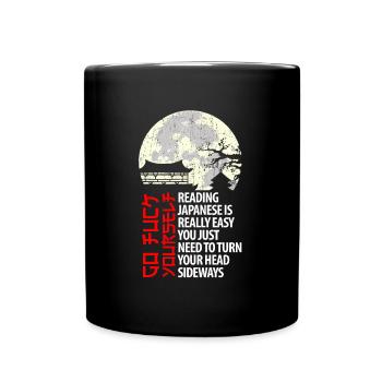 Reading Japanese Is Easy - Japanese saying - Full Colour Mug - black - Front
