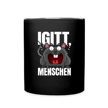 Igitt Menschen - lustige Ratte Spruch sarkasmus - Tasse einfarbig - Schwarz - Vorne