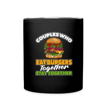 Burger Hamburger Paar - Tasse einfarbig - Schwarz - Vorne