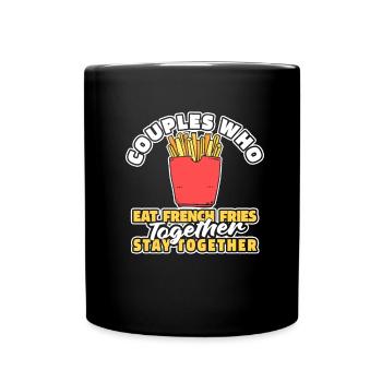 Pommes Frittes Fritten Paar - Tasse einfarbig - Schwarz - Vorne