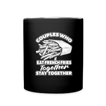 Pommes Frittes Fritten Paar - Tasse einfarbig - Schwarz - Vorne