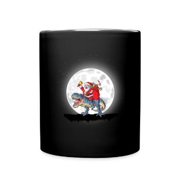 Santa Claus rides dinosaurs - Full Colour Mug - black - Front