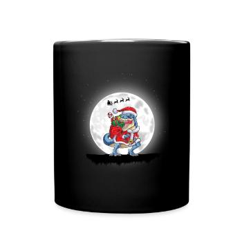 Dinosaur Santa Claus Christmas - Full Colour Mug - black - Front