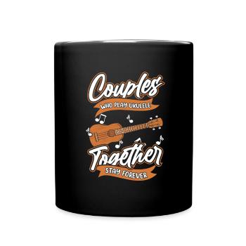 Paire de ukulélés - Mug uni - noir - Devant