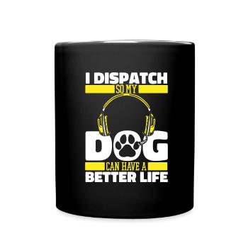 Emergency call control center dog operations center - Full Colour Mug - black - Front