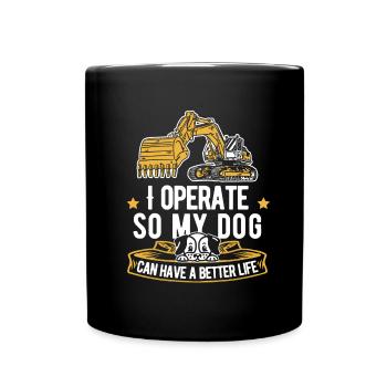 Excavator driver dog - Full Colour Mug - black - Front