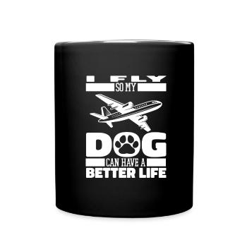 Flight attendant stewardess dog - Full Colour Mug - black - Front