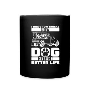 Abschleppdienst Abschlepper Hund - Tasse einfarbig - Schwarz - Vorne