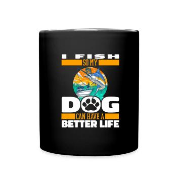 Angler Fishing Dog - Full Colour Mug - black - Front