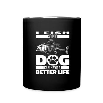 Angler Fishing Dog - Full Colour Mug - black - Front