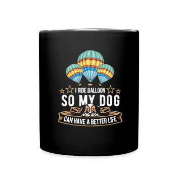 Heißluftballon Ballonfahren Hund - Tasse einfarbig - Schwarz - Vorne