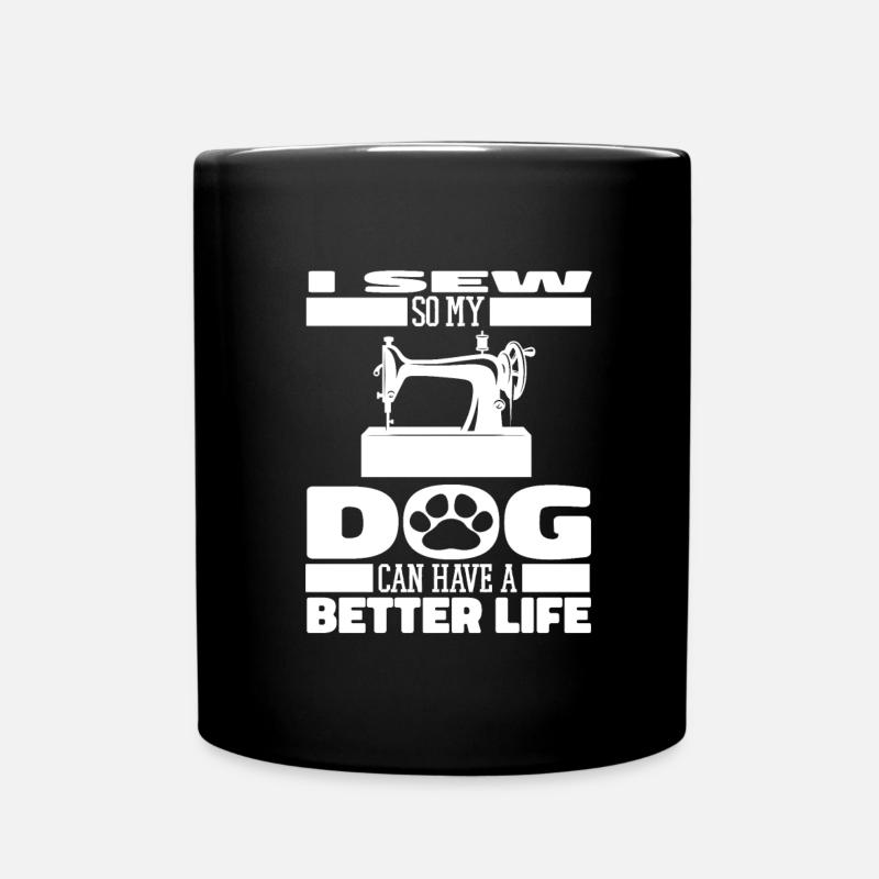 Nähen Nähmaschine Hund - Tasse einfarbig - Schwarz