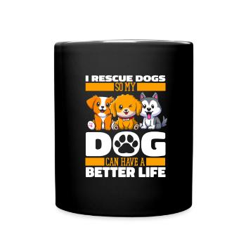 Hund Rettungshund Witzig - Tasse einfarbig - Schwarz - Vorne