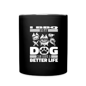 Bbq Grillen Hund - Tasse einfarbig - Schwarz - Vorne