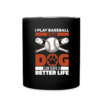 Chien de baseball - Mug uni - noir - Devant