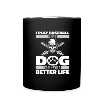 Chien de baseball - Mug uni - noir - Devant