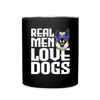 Echte Männer lieben Hunde - Hundefreund Spruch - Tasse einfarbig - Schwarz - Vorne