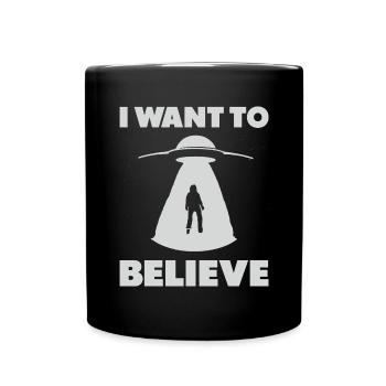 I want to believe - Cool Alien Fan Gift Idea - Full Colour Mug - black - Front