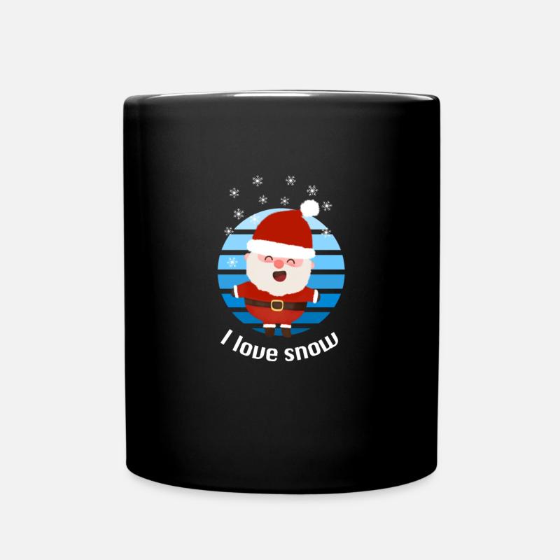Ich liebe Schnee Weihnachtsmann - Tasse einfarbig - Schwarz