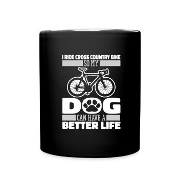 Cross Country Mountain Bike Mtb Dog - Full Colour Mug - black - Front