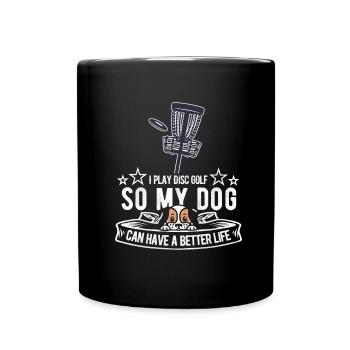 Frisbee Golf Disc Golf Dog - Full Colour Mug - black - Front