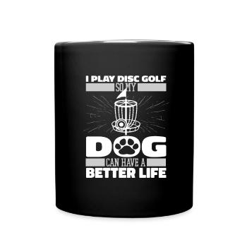 Frisbee Golf Disc Golf Dog - Full Colour Mug - black - Front