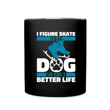 Figure Skating Figure Skating Dog - Full Colour Mug - black - Front