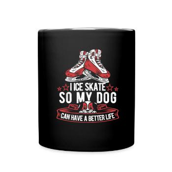 Schlittschuhlaufen Hund - Tasse einfarbig - Schwarz - Vorne