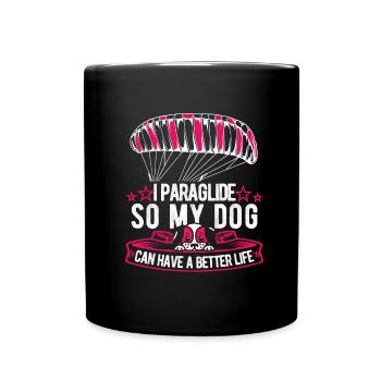 Paragleiter Paragleiten Hund - Tasse einfarbig - Schwarz - Vorne