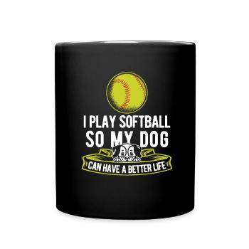 Chien de softball - Mug uni - noir - Devant
