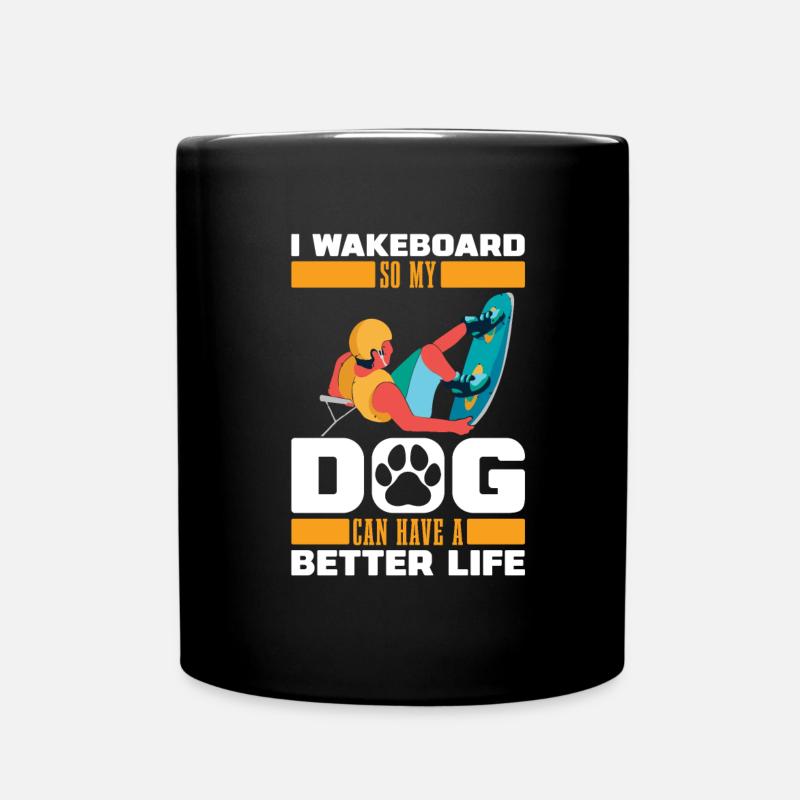 Wakeboard Wakeboarder Hund - Tasse einfarbig - Schwarz
