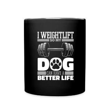 Gewichtheben Gewichtheber Hund - Tasse einfarbig - Schwarz - Vorne