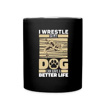 Wrestling Wrestler Hund - Tasse einfarbig - Schwarz - Vorne