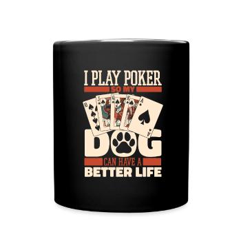 Chien de poker - Mug uni - noir - Devant