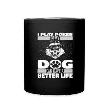 Poker Hund - Tasse einfarbig - Schwarz - Vorne