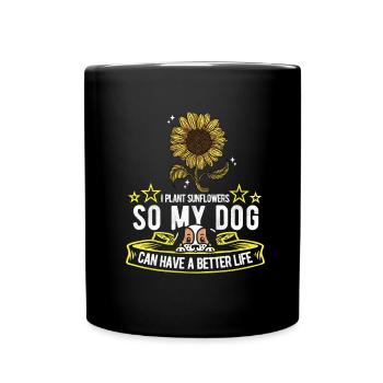 Sonnenblume Hund - Tasse einfarbig - Schwarz - Vorne