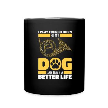 Hornist French Horn Hund - Tasse einfarbig - Schwarz - Vorne
