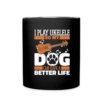 Chien ukulélé - Mug uni - noir - Devant
