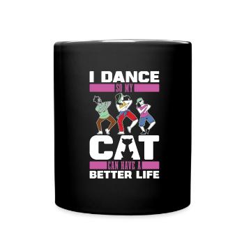 Dance teacher cat - Full Colour Mug - black - Front