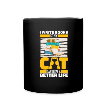 Schriftsteller Autor Katze - Tasse einfarbig - Schwarz - Vorne