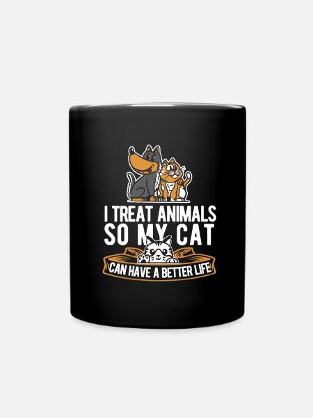 Tierarzt Veterinär Katze - Tasse einfarbig - Schwarz