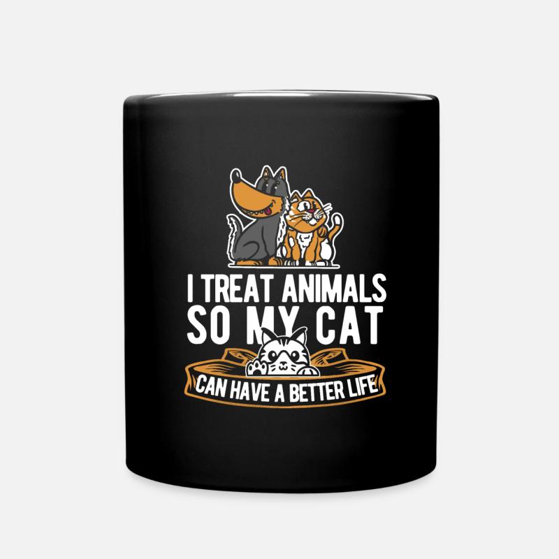 Tierarzt Veterinär Katze - Tasse einfarbig - Schwarz
