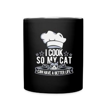 Cook Cooking Cat - Full Colour Mug - black - Front