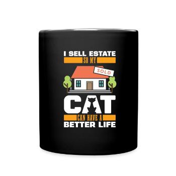Real Estate Agent Cat - Full Colour Mug - black - Front
