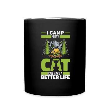 Tent Camping Camping Cat - Full Colour Mug - black - Front