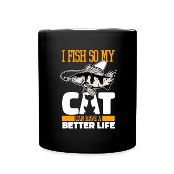 Angler Fishing Cat - Full Colour Mug - black - Front