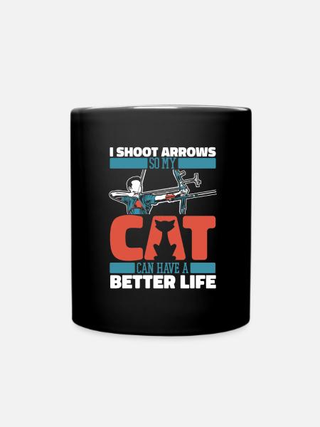 Bogenschießen Bogensport Bogenschütze Katze - Tasse einfarbig - Schwarz