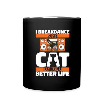 Breakdance Breakdancer Breakdancing Cat - Full Colour Mug - black - Front